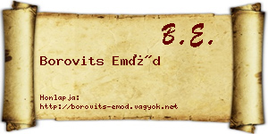 Borovits Emőd névjegykártya